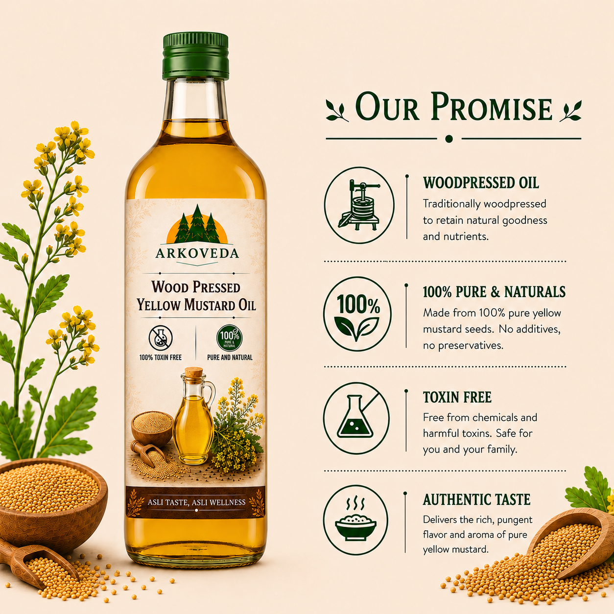 Pure Kachi Ghani Peeli Sarso Oil