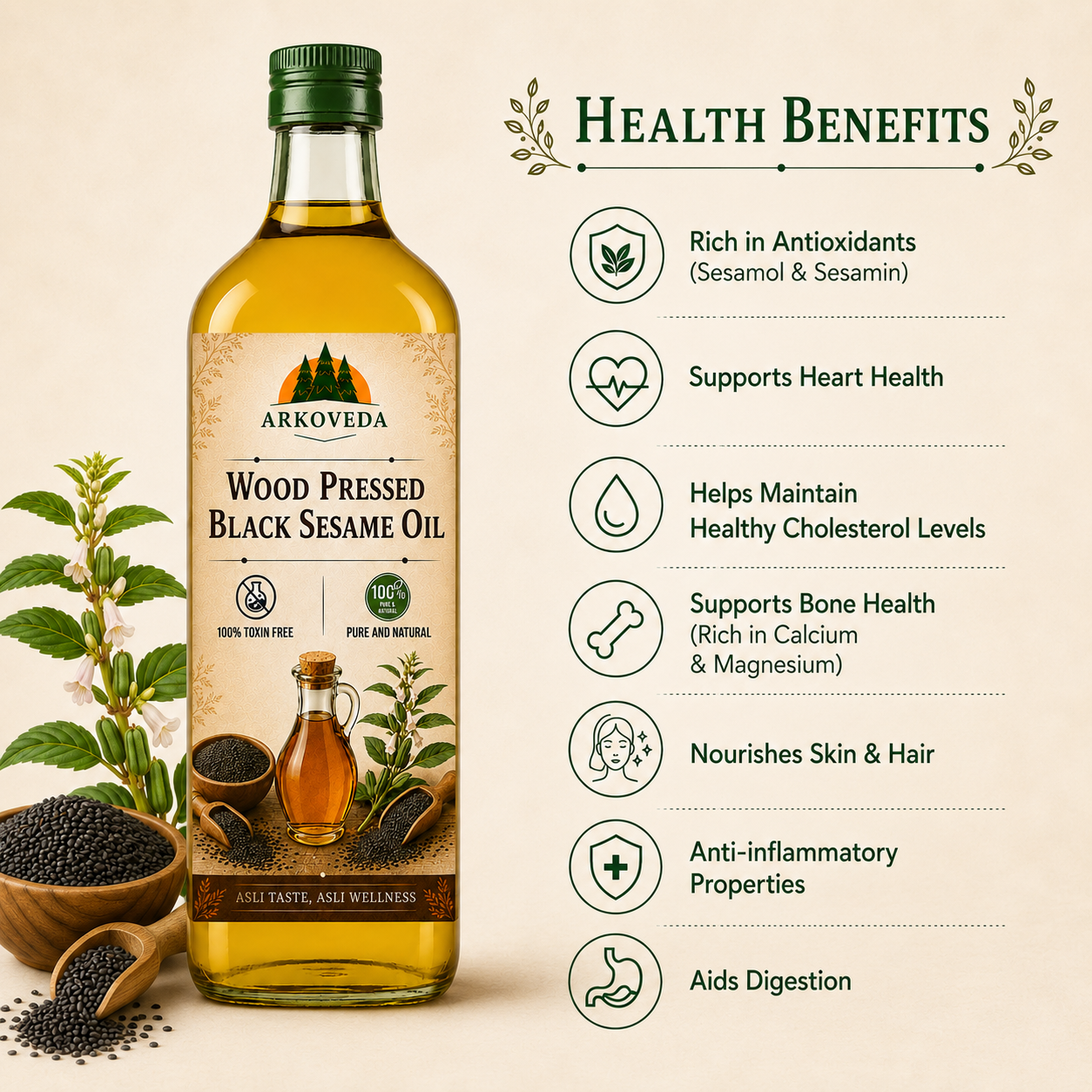 Virgin Woodpressed Black Sesame Oil (Gingelly/Til)