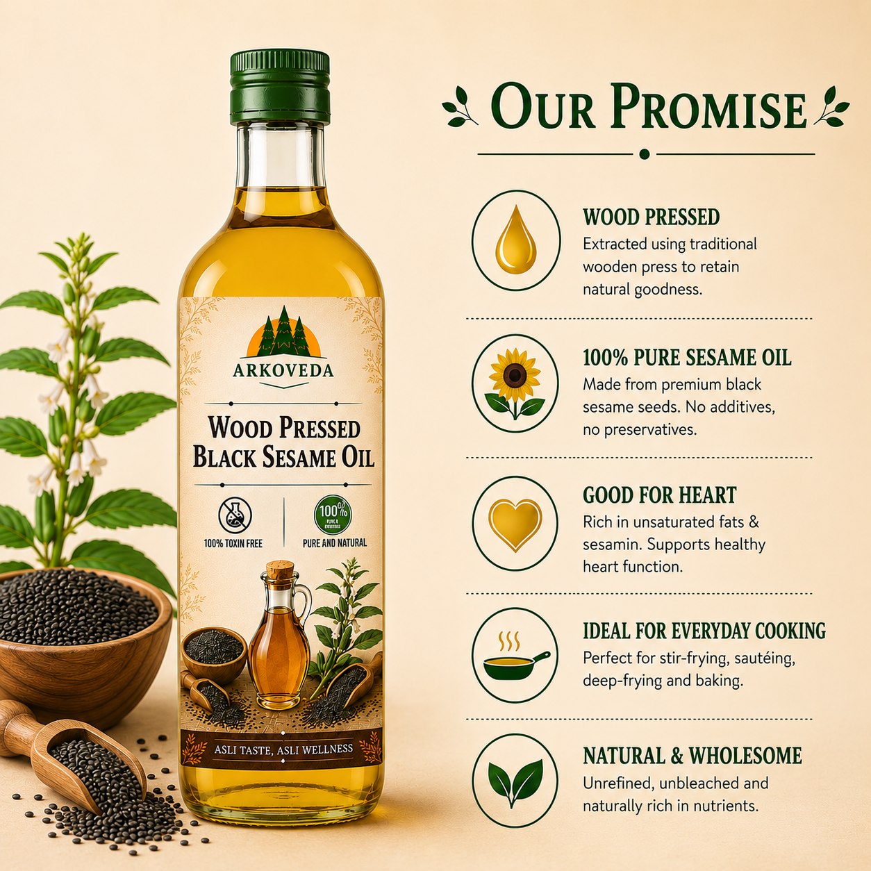 Virgin Woodpressed Black Sesame Oil (Gingelly/Til)