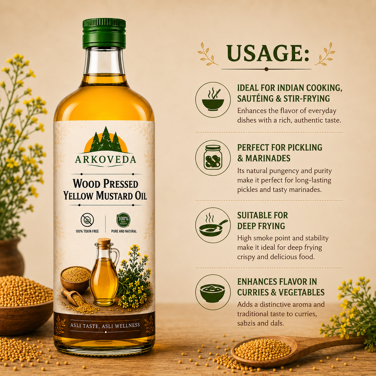 Pure Kachi Ghani Peeli Sarso Oil